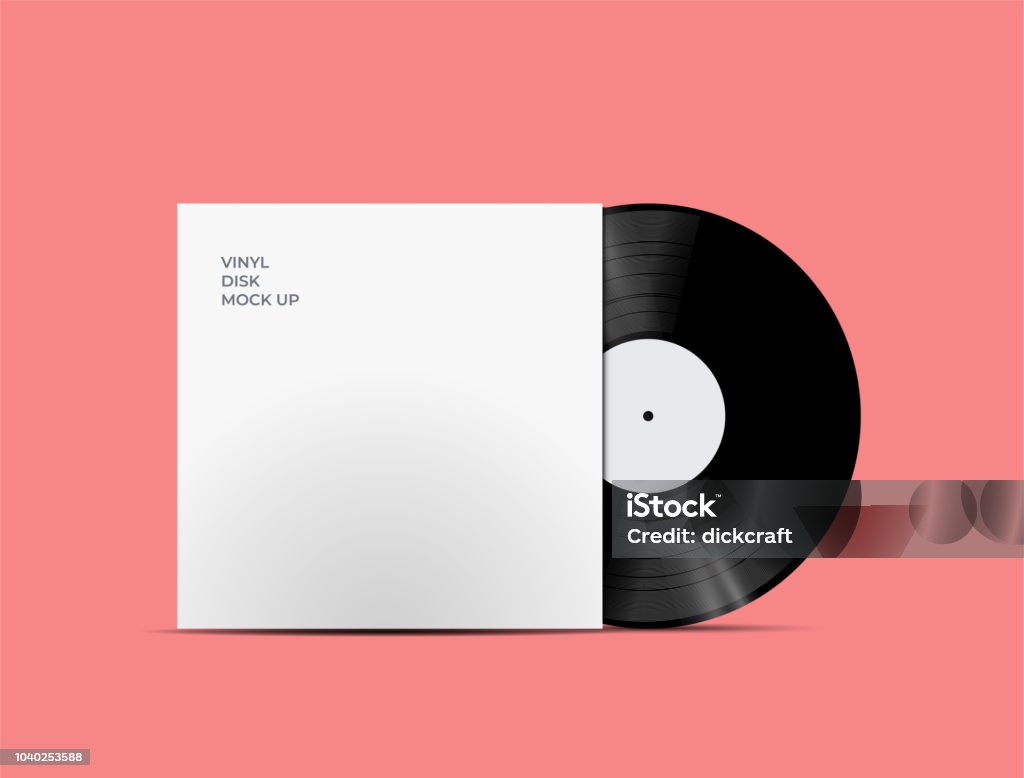 LP Record Vinyl Disc Cover with Vinyl disc inside. Realistic vector mock up. Vector Illustration. LP Record Vinyl Disc Cover with Vinyl disc inside. Realistic vector mock up. Disc box. Vector Illustration. Record - Analog Audio stock vector