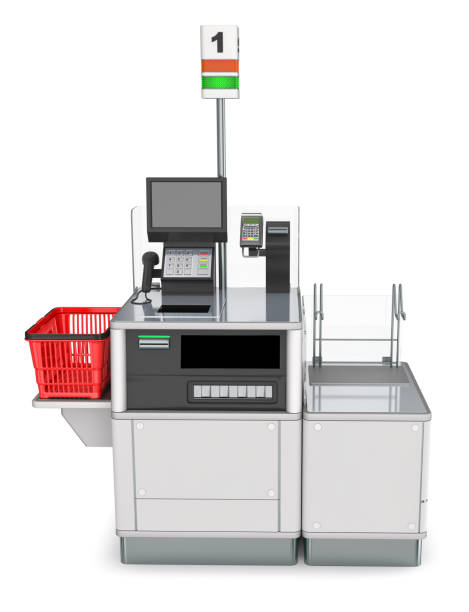 Store self checkout desk. Store self checkout desk. 3d illustration self checkout stock pictures, royalty-free photos & images