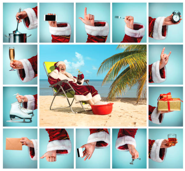 istock The collage from hand in costume Santa Claus 1040254878
