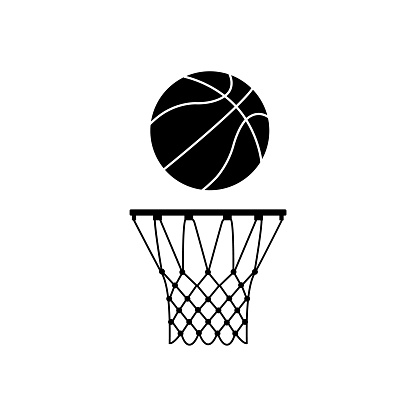 Basketball ring icon, silhouette on white background