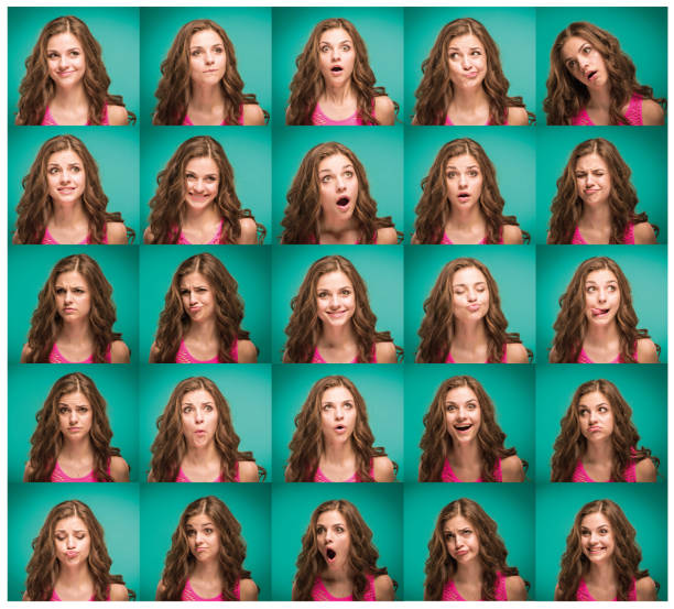 istock The young woman's portrait with different emotions 1040261148