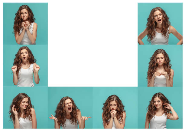 istock The young woman's portrait with different emotions 1040261164