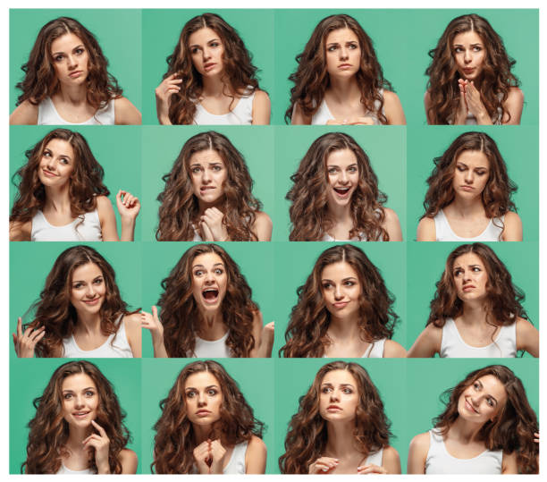 istock The young woman's portrait with different emotions 1040261250