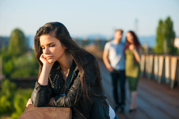 sad teenager - unemployment fear depression women imagens e fotografias de stock