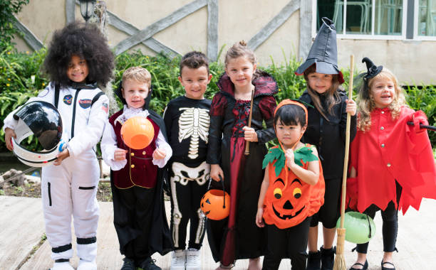 istock Diverse kids in Halloween costumes 1040266172