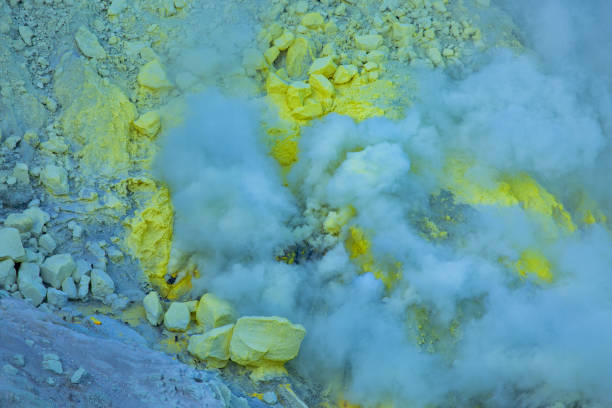 istock sulfur mining industry local at Kawah Ijen, East java, Indonesia. 1040278560