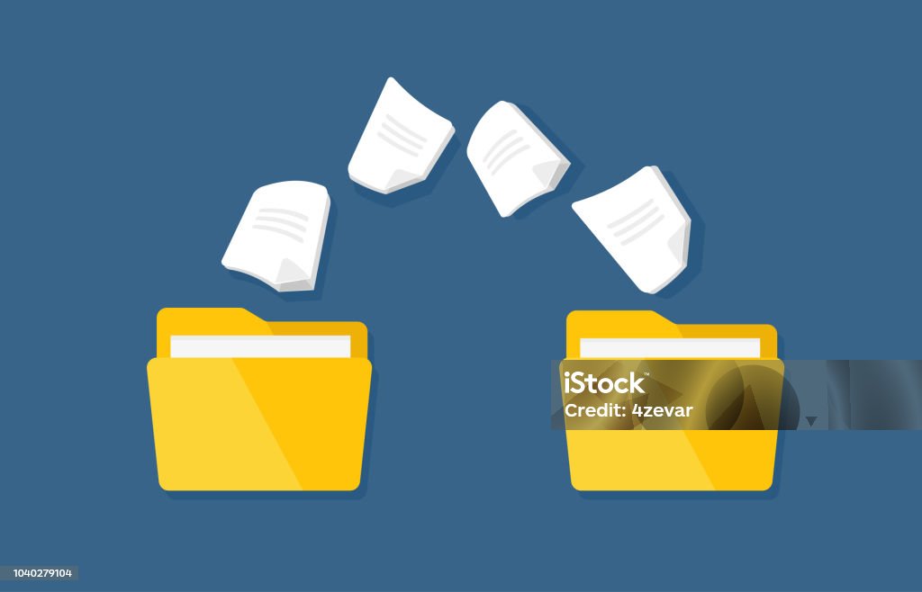 Paper File Discription Transfer Of Documentation Vector Flat Folders With Paper Files Stock ...