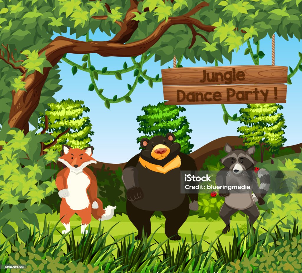 Wild Animals Dance In Jungle Stock Illustration - Download Image Now -  Animal, Animal Wildlife, Art - iStock