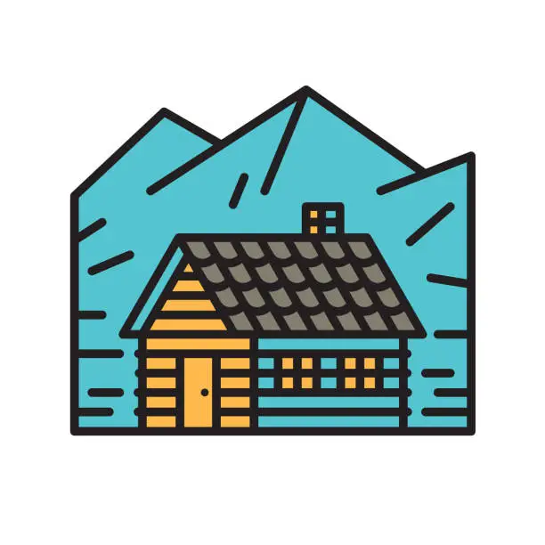 Vector illustration of Cabin in the Mountains