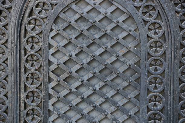 istock black steel texture of forged pattern on old gate 1040299508