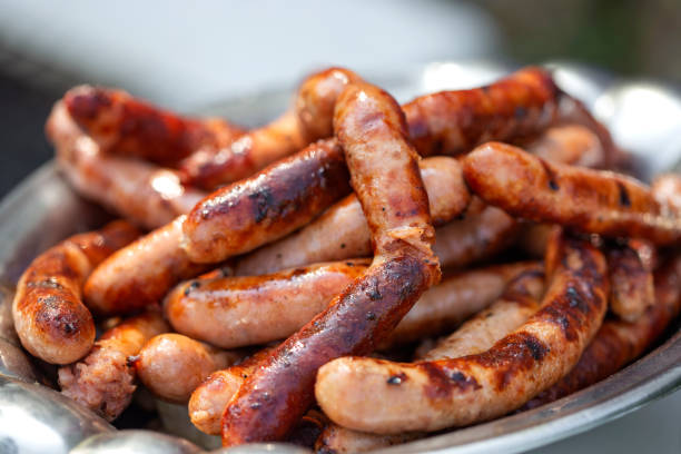 istock Grilleg pork sausages on the plate 1040302918