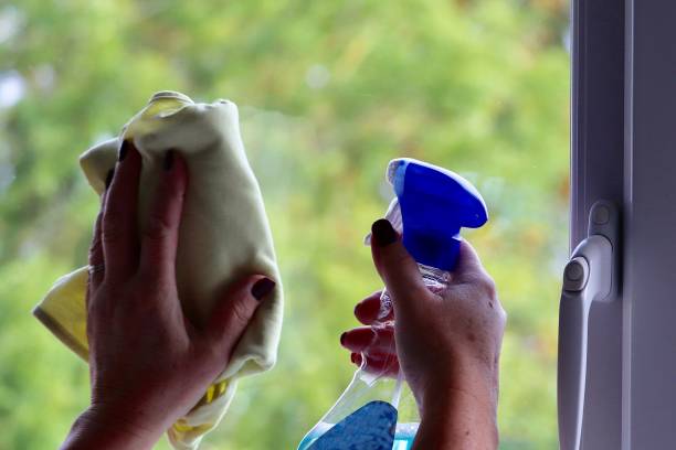 istock Cleaning windows in the home with liquid and cloth 1040302986