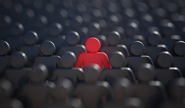 istock Liadership, difference and standing out of crowd concept. 3D rendered illustration. 1040303432