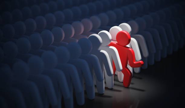 istock Leadership, difference and standing out of crowd concept. 3D rendered illustration. 1040303542