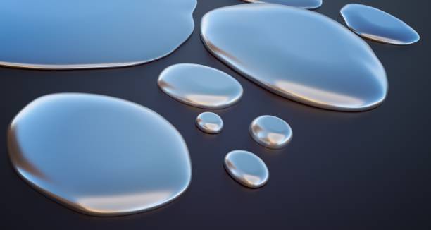 istock Droplets of liquid metal - mercury. 3D rendered illustration. 1040303706
