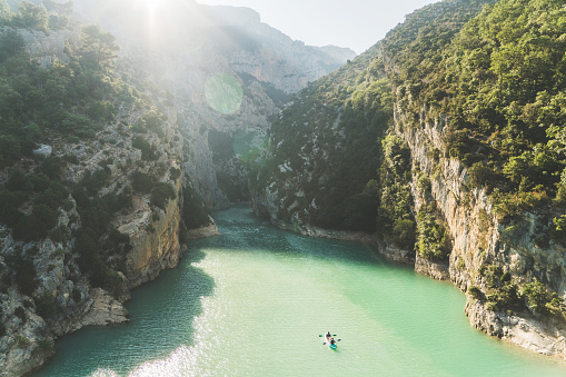 Scenic aerial view of Verdon gorge in Provence