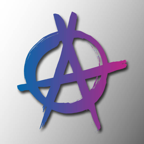 istock Anarchy hand drawn brush vector symbol. Anarchist revolution gradient symbol. Punk rock protest letter A icon. 1040311972