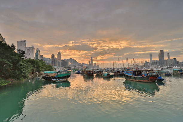 istock a view Skyline of HK at Typhoon Shelter 1040320046