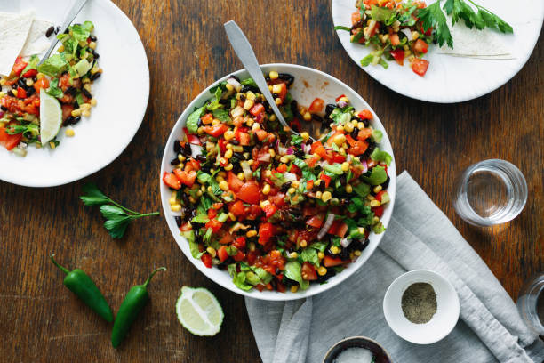 istock Taco salad on wooden table 1040329060