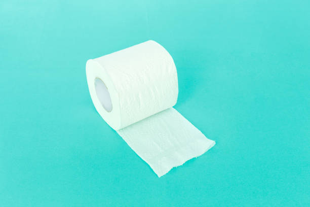 istock toilet paper on green background. 1040329204