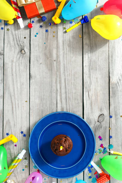 istock Top view children birthday table concept 1040329316