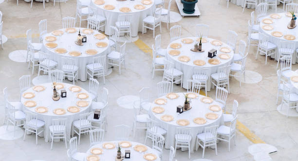 istock Dining tables for wedding at luxury hotel 1040329374