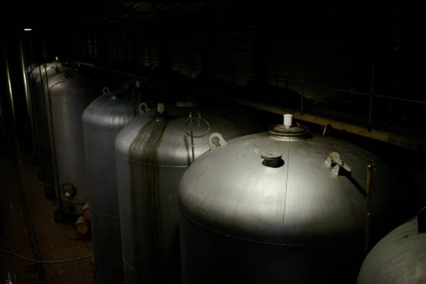 istock New large tanks for the fermentation in modern wine factory. 1040353092