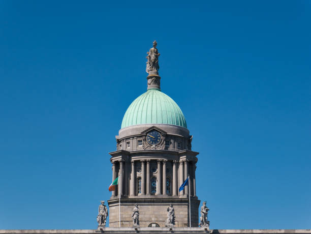 Figures in front of the dome with copper roof