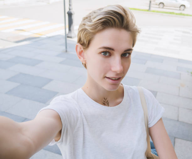 istock Young woman take selfie. 1040364476