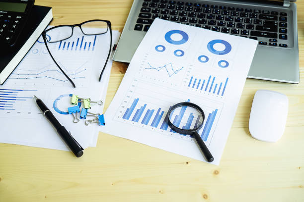 Showing business and financial report. Accounting stock photo