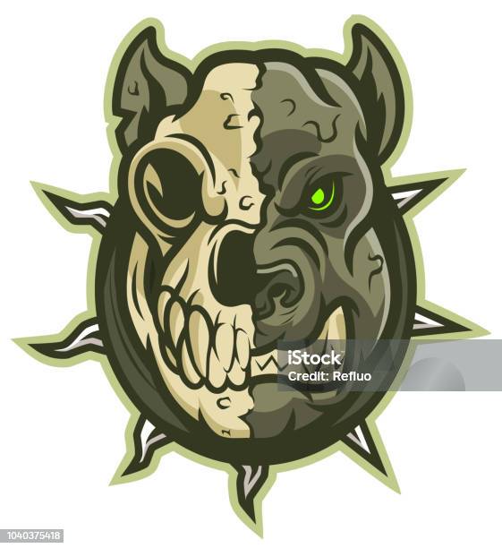 Zombie Dog Head Stock Illustration - Download Image Now - Dog, Skull, Aggression
