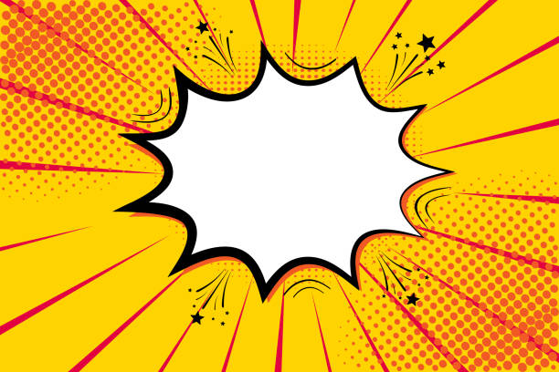 поп-арт ретро комикс. супергерой желтого происхожд�ения. молния взрыва полутоновых точек. иллюстрация мультфильма против вектора - bomb bombing war pattern stock illustrations
