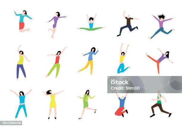 People In Different Poses Stock Illustration - Download Image Now - Sparse, Vitality, Women