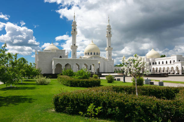 Garden in front of the white mosque in Bolgar