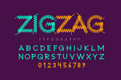 Zigzag font stitched with thread