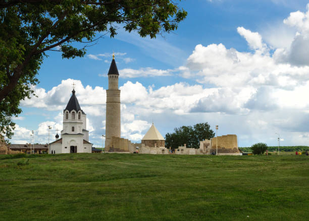 istock Old orthodox church and the ancient islamic minaret 1040404046