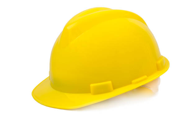 istock Yellow safety helmet on white background 1040404610