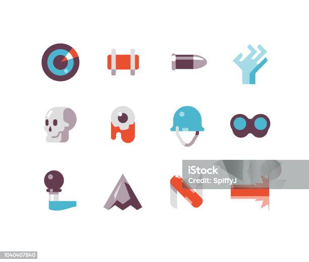 Military Flat Icons Stock Illustration - Download Image Now - Laser, Control Room, Flat Design