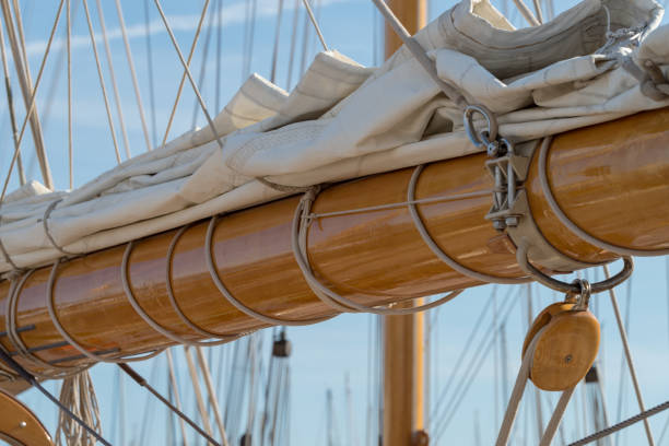 Italy. Details of a sailboat in old style moored the harbour