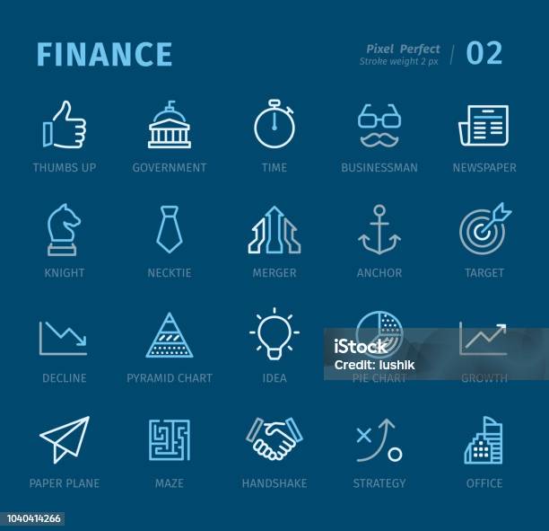 Finance Outline Icons With Captions Stock Illustration - Download Image Now - Mergers and Acquisitions, Icon Symbol, Bar Graph