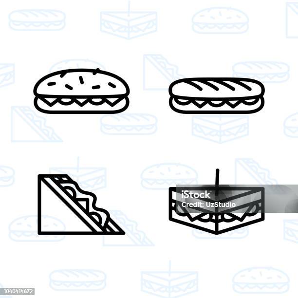 Panetteria Dessert Biscotti Snack E Set Di Icone Alimentari E Illustrazione Vettoriale 2 - Immagini vettoriali stock e altre immagini di Panino ripieno