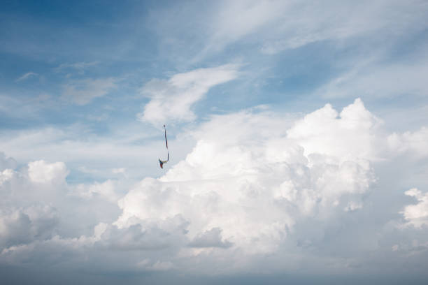 istock kite and Cumulus clouds and sun in the sky 1040414844