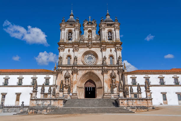 Monastery of Alcobaca Abbey, a masterpiece of the Medieval Gothic architecture. Alcobaca, Portugal. Monastery of Alcobaca Abbey, a masterpiece of the Medieval Gothic architecture. Cistercian Religious Order alcobaca photos stock pictures, royalty-free photos & images