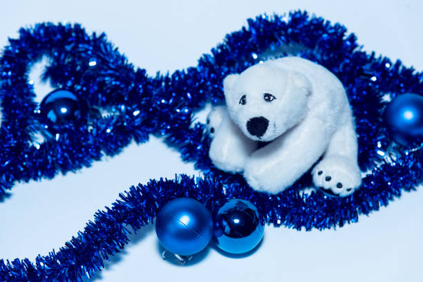 istock White teddy bear toy and Christmas decoration. Closeup 1040419270