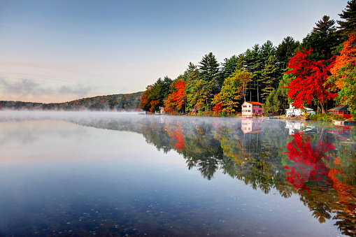 Autumn colors along Lake Mattawa in the North Quabbin Woods region of Massachusetts