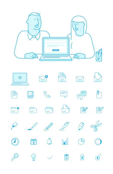 Vector illustration of Set of modern outline Icons