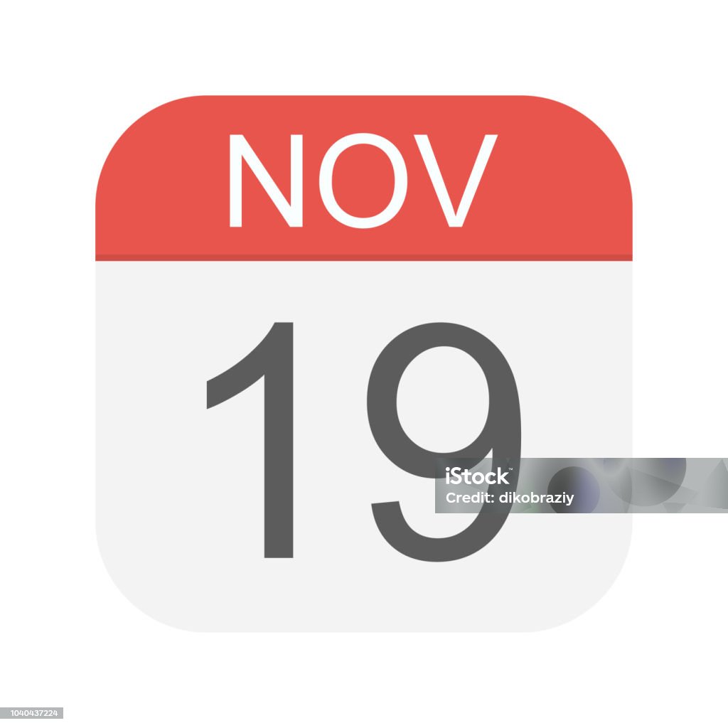 November 19 - Calendar Icon November 19 - Calendar Icon - Vector Illustration Calendar stock vector