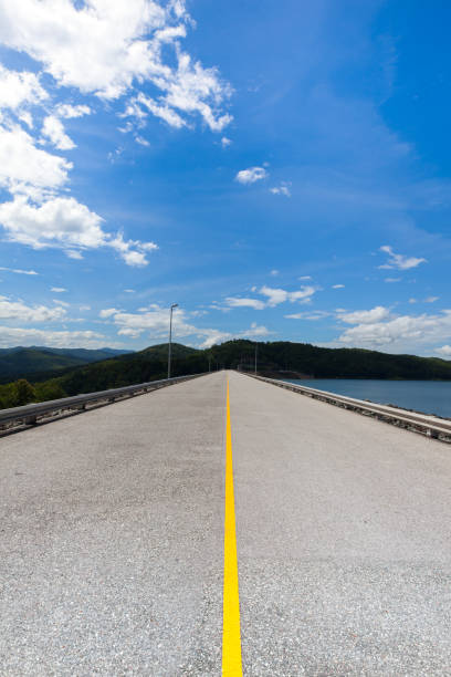 istock Top view landscape from dam under clear sky located in Thailand 1040437302