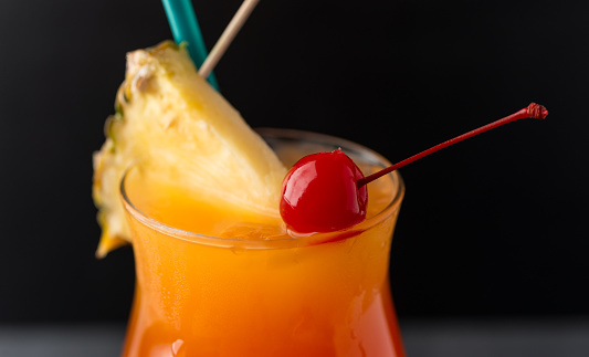 Fruity cocktail cherry and pineapple