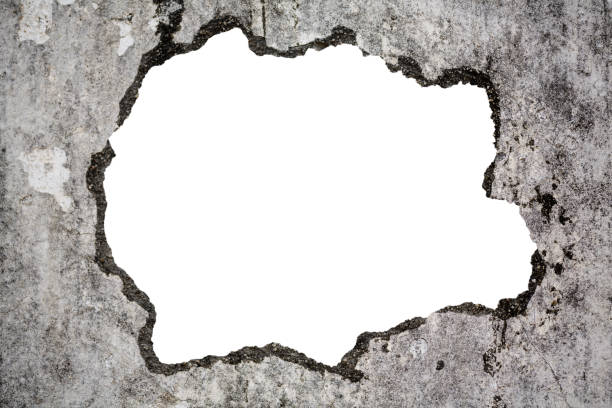 istock Broken old grunge wall on white with clipping path 1040451628